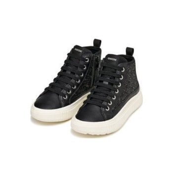 GEOX LAQUINNY ΠΑΙΔΙΚΑ SNEAKERS HIGH ΑΝΑΤΟΜΙΚΑ ΜΑΥΡΑ  J56M3G0EWBCC9999
